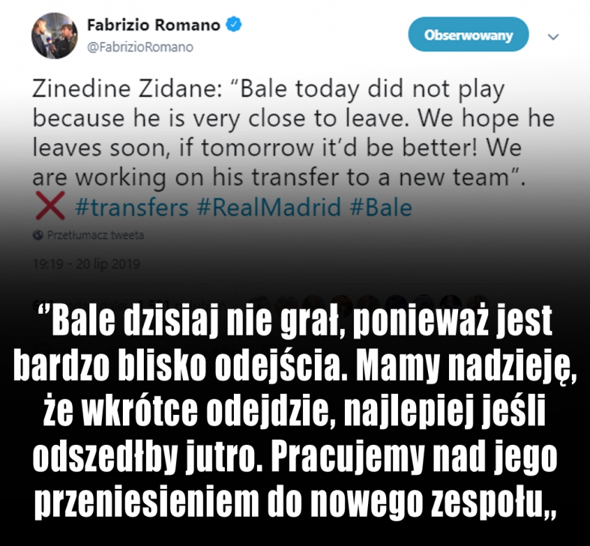 Zidane zdradził, dlaczego Bale nie grał z Bayernem!